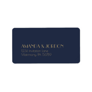 Étiquette Gold Type Deco   Dark Navy RSVP Address Label