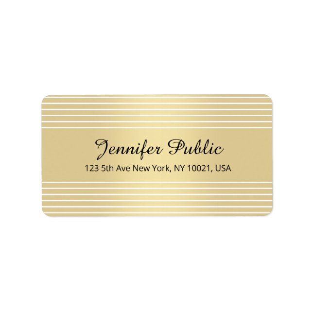 Étiquette Gold White Calligraphy Script Elegant Template (Devant)