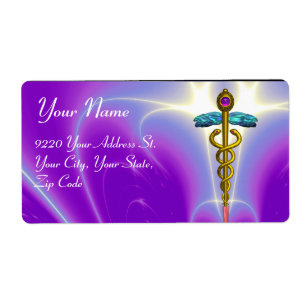 Étiquette GOLDEN CADUCEUS, améthyste vibrant, violet, violet