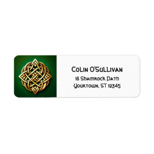 Étiquette Golden Celtic noeud sur vert Adresse de retour Lab