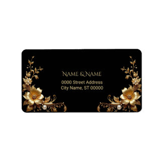 Étiquette Golden Floral Return Address Label