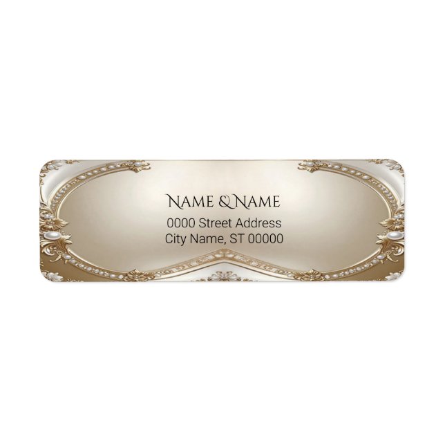 Étiquette Golden Ornate Frame Pear Return Address Label (Devant)