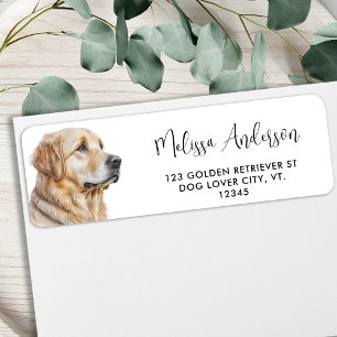 Étiquette Golden Retriever Dog Watercolor Animal Adresse de
