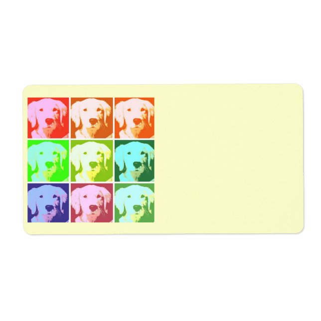 Étiquette Golden Retriever Pop Art (Devant)