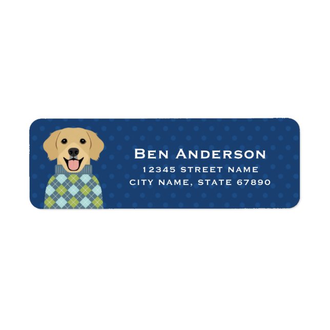 Étiquette Golden Retriever Return Address Labels (Devant)