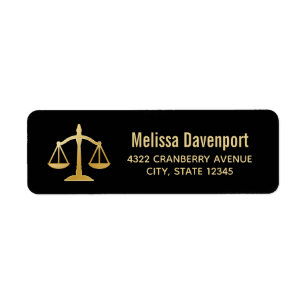 Étiquette Golden Scales of Justice Law Theme Design