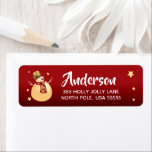 Étiquette Golden Snowman Christmas Return Adresse Label<br><div class="desc">Un bonhomme de neige doré sur un arrière - plan rouge.</div>