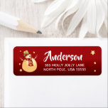 Étiquette Golden Snowman Christmas Return Adresse Label<br><div class="desc">Un bonhomme de neige doré sur un arrière - plan rouge.</div>