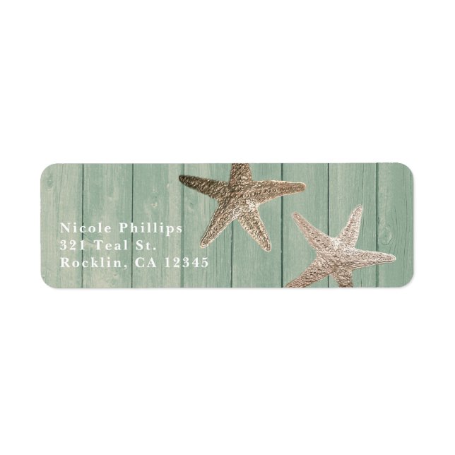Étiquette Golden Starfish & Wood Elegant Beach Invitation (Devant)