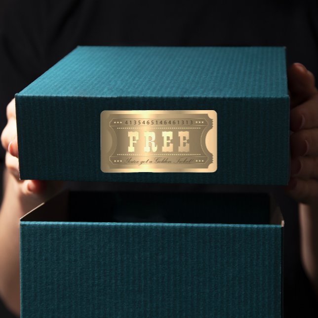 Étiquette Golden Ticket Admettre une étoile Numéro Entrée Fo (Golden Ticket Admit One Stars Number Entry Foxier Label)