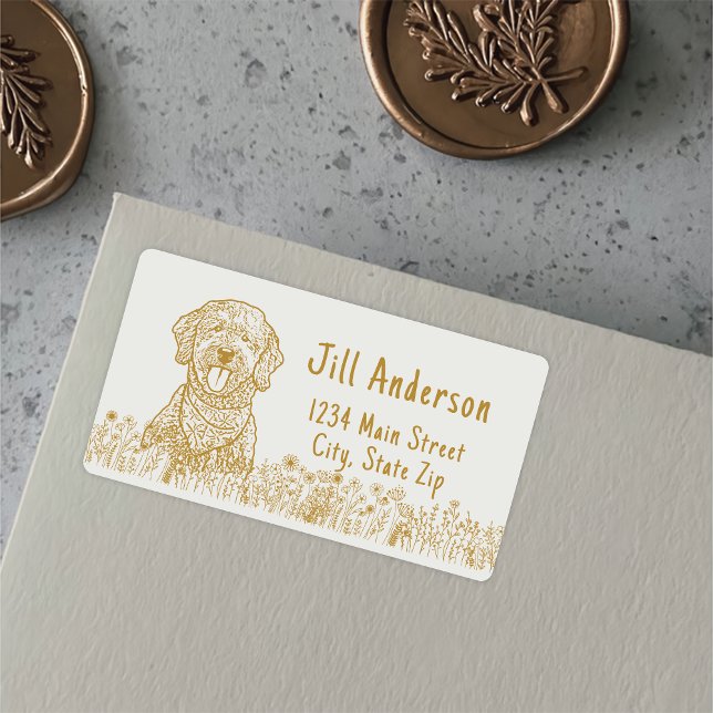 Étiquette Goldendoodle Chien Dessin Personnalisé À La Main (Créateur téléchargé)