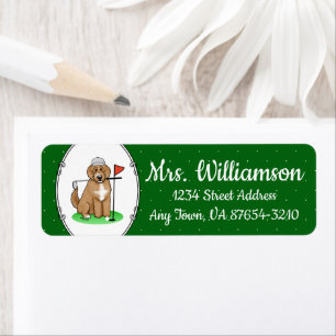 Étiquette Goldendoodle Chien Jouer Golf (rouge whmk2) Plaisi