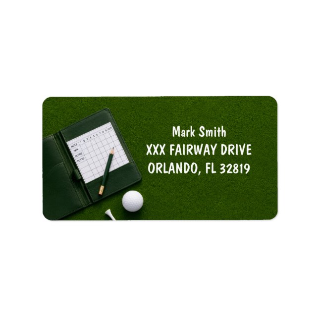 Étiquette Golf avec nom pour golfeur  (Devant)