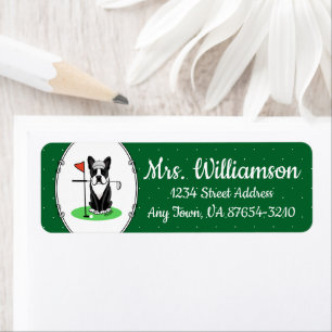 Étiquette Golf Boston Terrier (noir) mignon chien