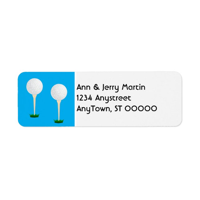 Étiquette  golfers return address label golf balls on blue  (Devant)