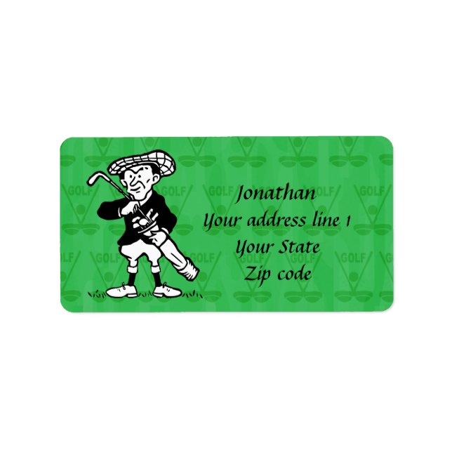 Étiquette golfeur de dessin animé personnalisé (Devant)