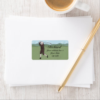 Étiquette golfeur dessiné à la main et peint