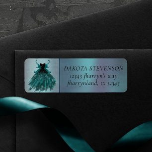 Étiquette Gothique Fairy Turquoise Gown   Fleur vert foncé d