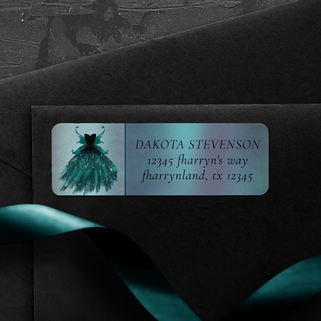 Étiquette Gothique Fairy Turquoise Gown | Fleur vert foncé d (Créateur téléchargé)