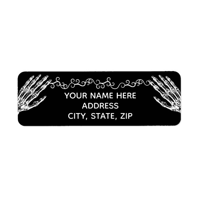 Étiquette Gothique Halloween squelette mains (Devant)