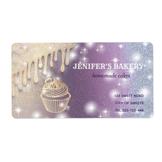 Étiquette Gouttes d'or cupcakes maison et gâteries emballage (Devant)