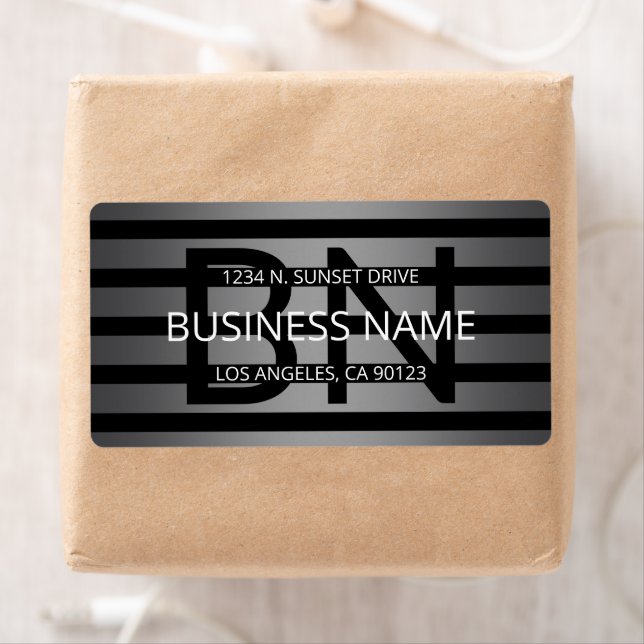 Étiquette Gradient gris moderne et bandes noires horizontale (En situation)