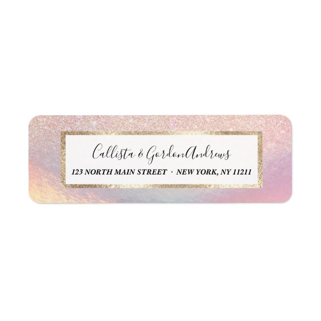 Étiquette Gradient holographique de Rose Gold Glitter Irides (Devant)