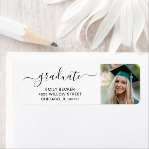 Étiquette Graduate Photo Elegant Graduation Return Adresse