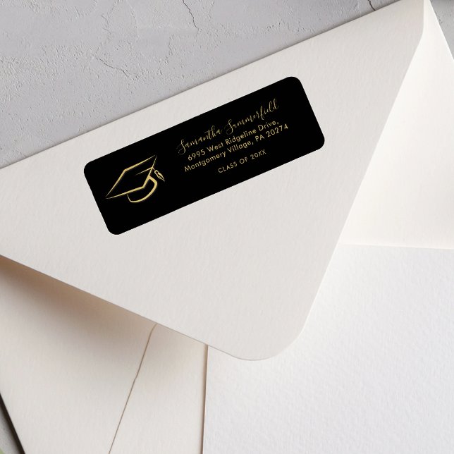 Étiquette Graduation 2025 Graduate Casquette Custom Return A (Graduation 2025 Graduate Cap Custom Return Address Label)
