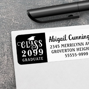 Étiquette Graduation Fancy Classe Année Script Couleur perso