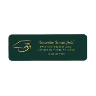 Étiquette Graduation Gold Foil Casquette Graduate Adresse de