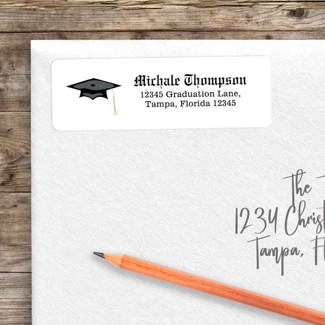Étiquette Graduation Journal Adresse de retour (Graduation newspaper print return address label)