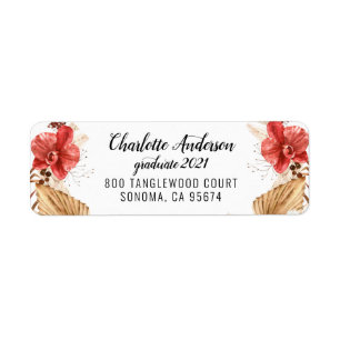 Étiquette Graduation Party aquarelle Floral Adresse de retou