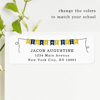 Étiquette Graduation Return Address Label with School Colors