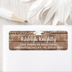 Étiquette Graduation Rustic Wood String Light Adresse de ret
