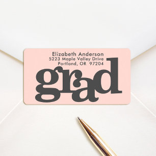 Étiquette Graduation typographie audacieuse adresse rose chi