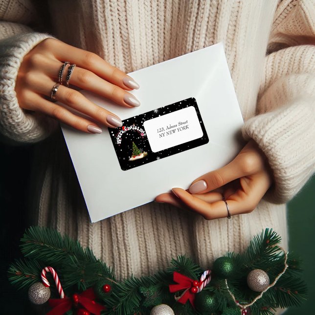 Étiquette Graffiti de Noël noir Adresse de retour (Créateur téléchargé)