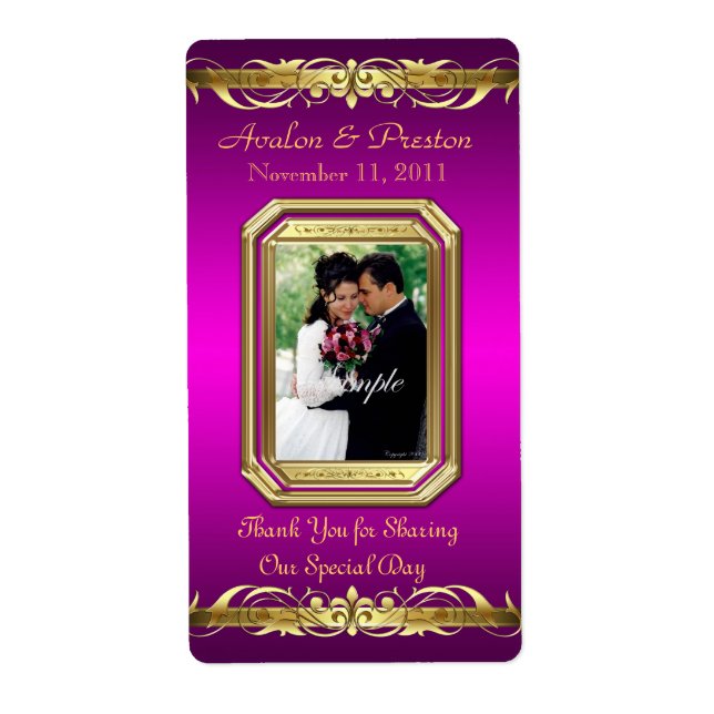 Étiquette Grand Duchess Pink Photo Gold Vin Mariage Étiquett (Devant)