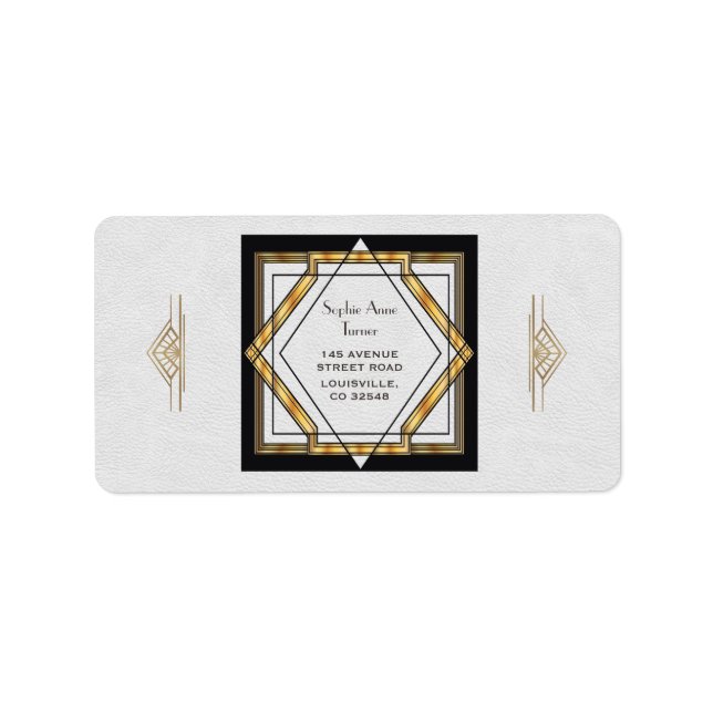 Étiquette Grand Mariage Gatsby Gold White Art Déco (Devant)