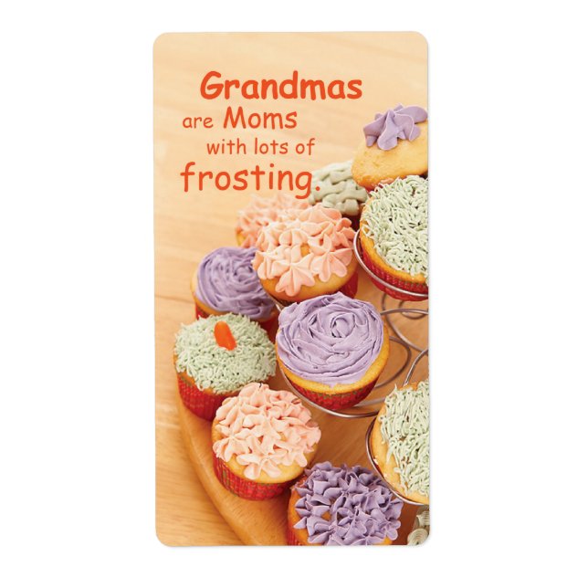 Étiquette Grand-mère Cupcakes Fête des mères, Vertical, Cade (Devant)