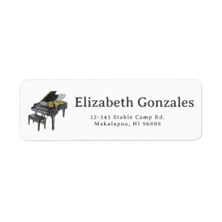 Étiquette Grand Piano Elegant Watercolor Illustration