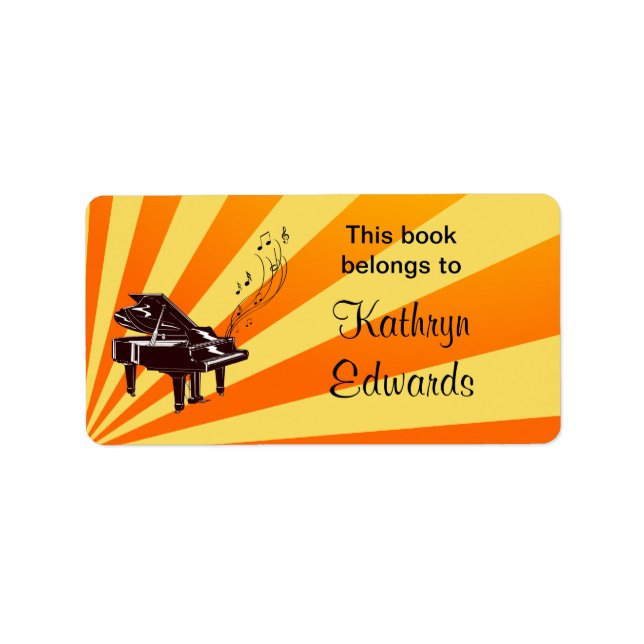 Étiquette Grand Piano Notes Plaque jaune et or (Devant)