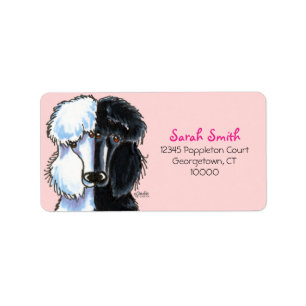 Étiquette Grand rose blanc noir de caniches standard