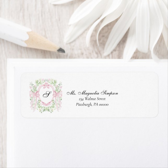 Étiquette Grandmellenial Botanical Crest Baby Shower  (En situation)