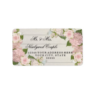 Étiquette Grands hortensias de rose de conseil en bois