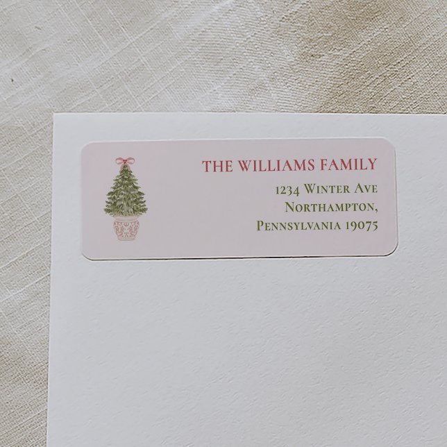 Étiquette Granny Chic Coquette Christmas Tree Return Address (Créateur téléchargé)