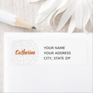 Étiquette graphique crochet orange rouille