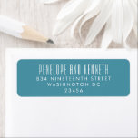 Étiquette Gras Noms Typographie rétro Mariage Turquoise colo<br><div class="desc">Nom en gras Typographie rétro Faire-part de mariage Turquoise coloré Mappage d'adresse de retour Étiquettes</div>