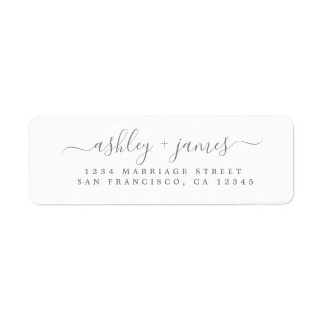 Étiquette Gray Elegant Script Wedding (Devant)