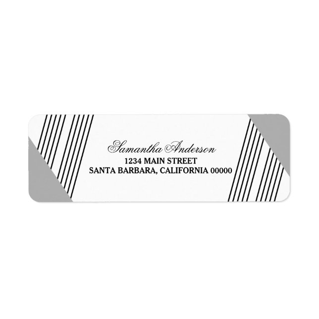 Étiquette Gray Geometric Stripe Address Labels (Devant)
